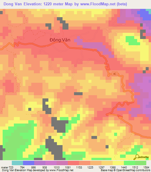 Dong Van,Vietnam Elevation Map