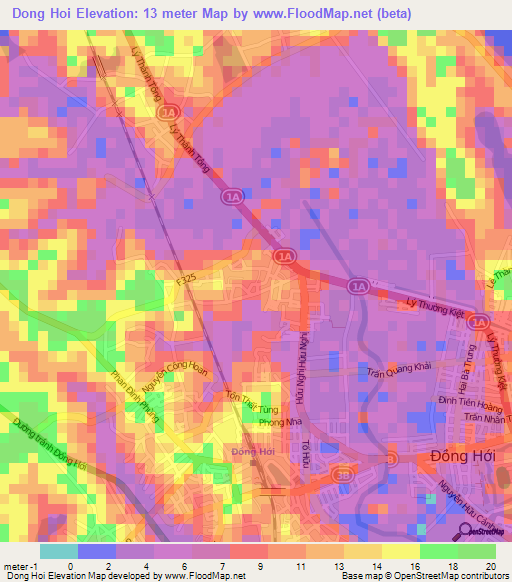 Dong Hoi,Vietnam Elevation Map