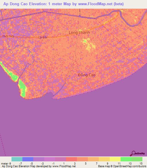 Ap Dong Cao,Vietnam Elevation Map