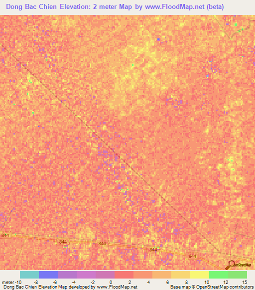 Dong Bac Chien,Vietnam Elevation Map