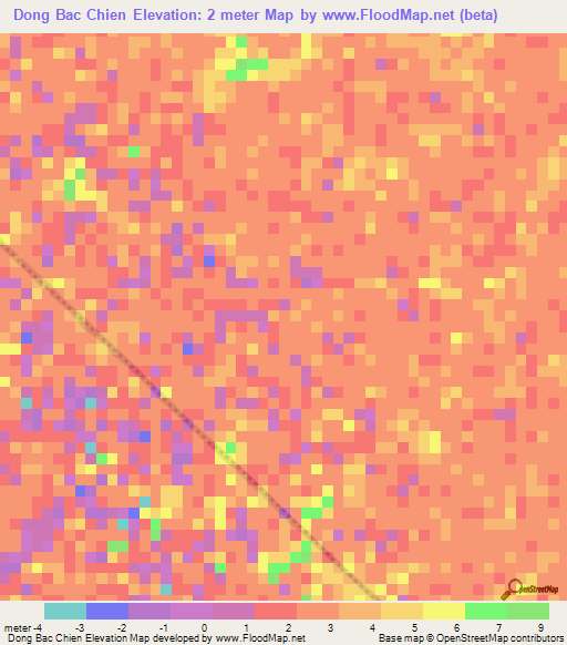 Dong Bac Chien,Vietnam Elevation Map