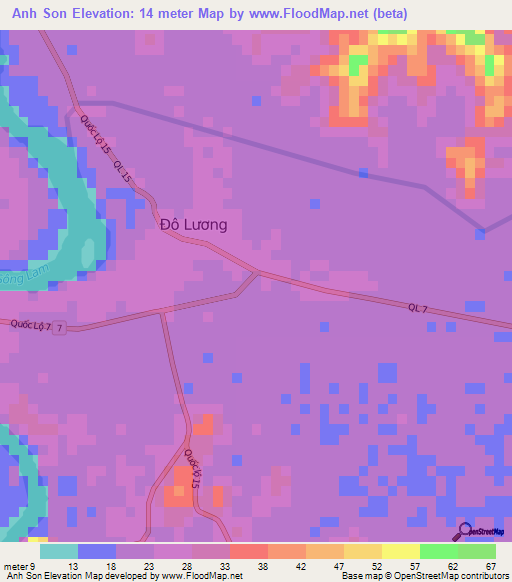 Anh Son,Vietnam Elevation Map