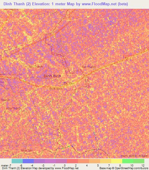 Dinh Thanh (2),Vietnam Elevation Map