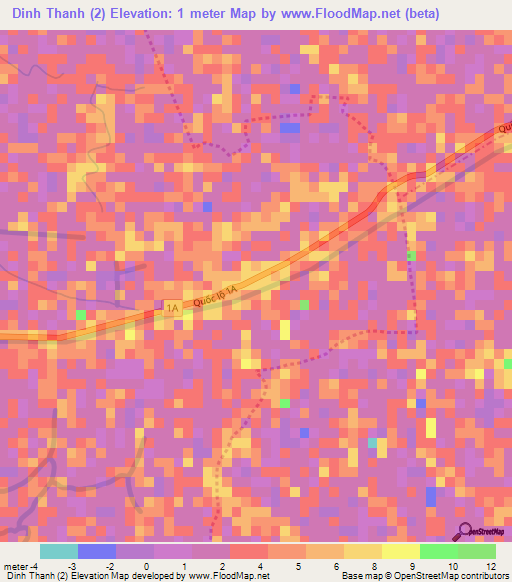 Dinh Thanh (2),Vietnam Elevation Map