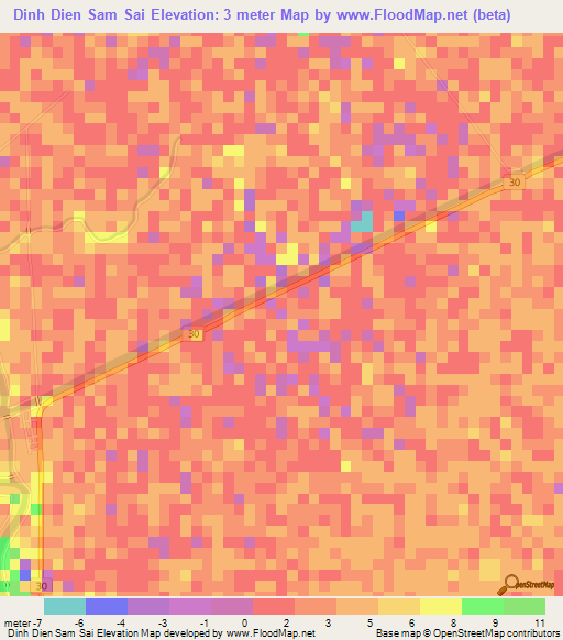 Dinh Dien Sam Sai,Vietnam Elevation Map