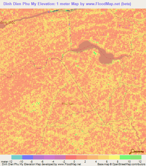 Dinh Dien Phu My,Vietnam Elevation Map