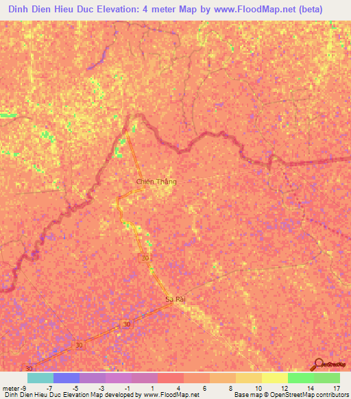 Dinh Dien Hieu Duc,Vietnam Elevation Map