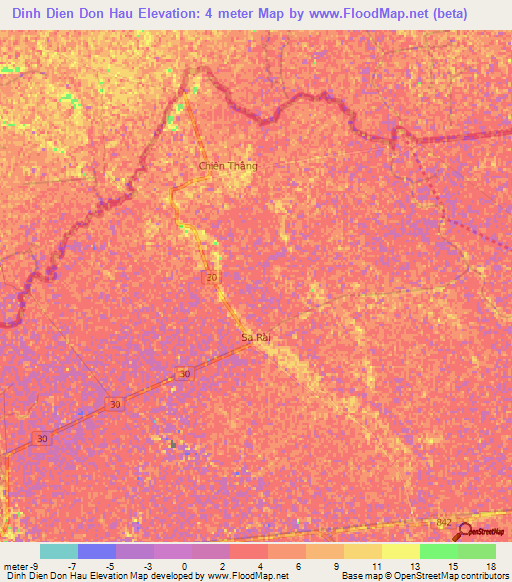 Dinh Dien Don Hau,Vietnam Elevation Map