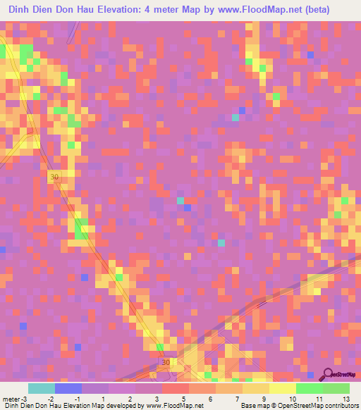 Dinh Dien Don Hau,Vietnam Elevation Map