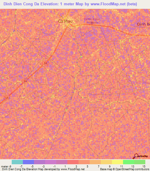 Dinh Dien Cong Da,Vietnam Elevation Map