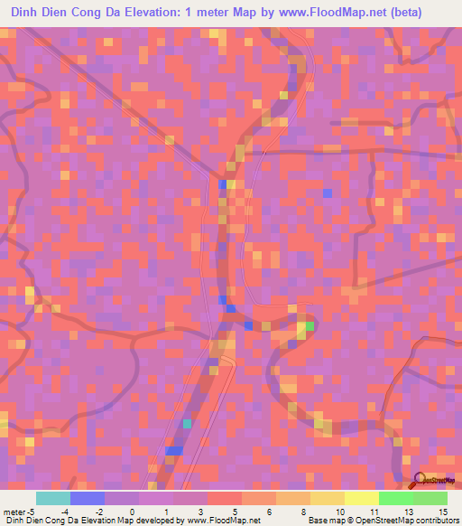Dinh Dien Cong Da,Vietnam Elevation Map