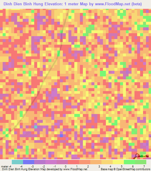 Dinh Dien Binh Hung,Vietnam Elevation Map