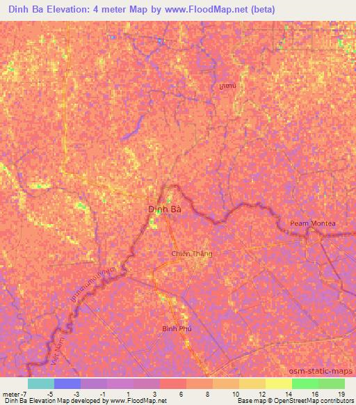 Dinh Ba,Vietnam Elevation Map
