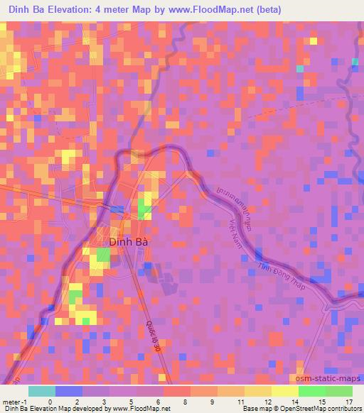 Dinh Ba,Vietnam Elevation Map