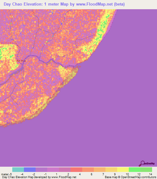 Day Chao,Vietnam Elevation Map