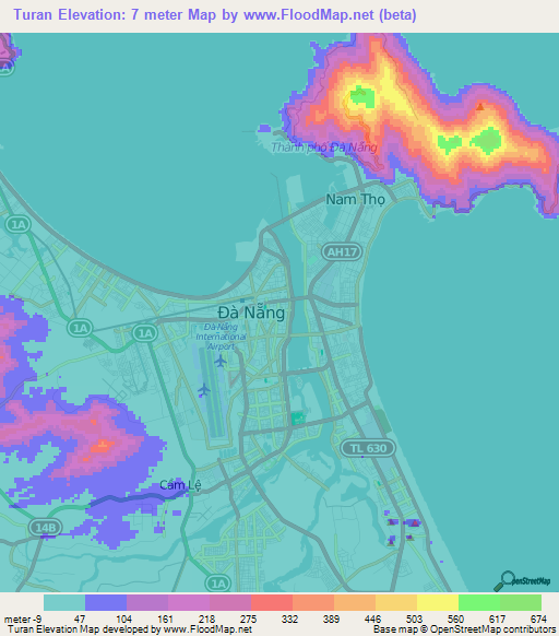 Turan,Vietnam Elevation Map