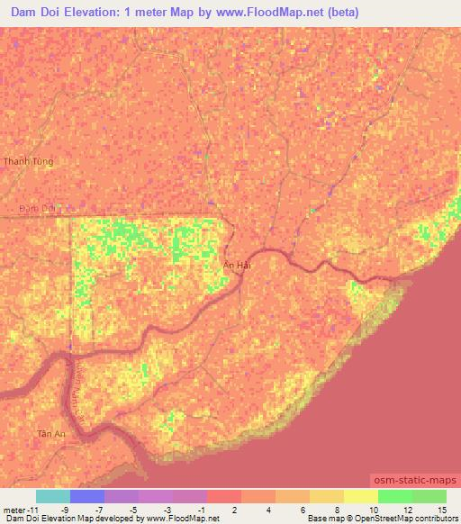 Dam Doi,Vietnam Elevation Map