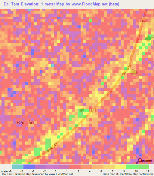 Dai Tam,Vietnam Elevation Map