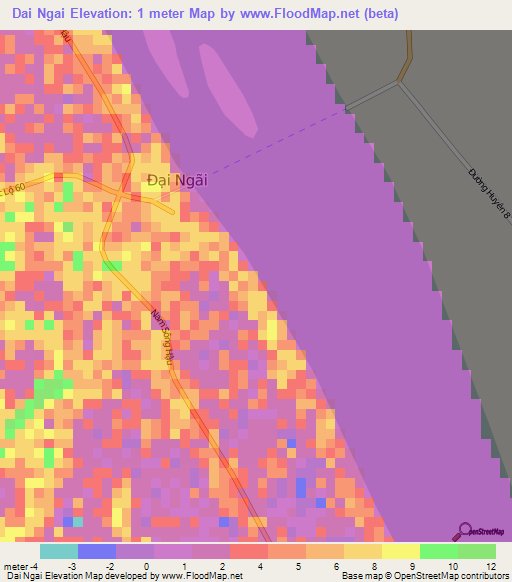 Dai Ngai,Vietnam Elevation Map