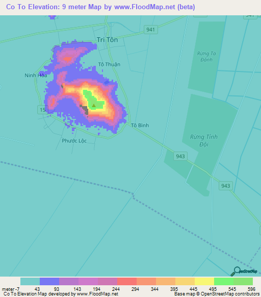 Co To,Vietnam Elevation Map