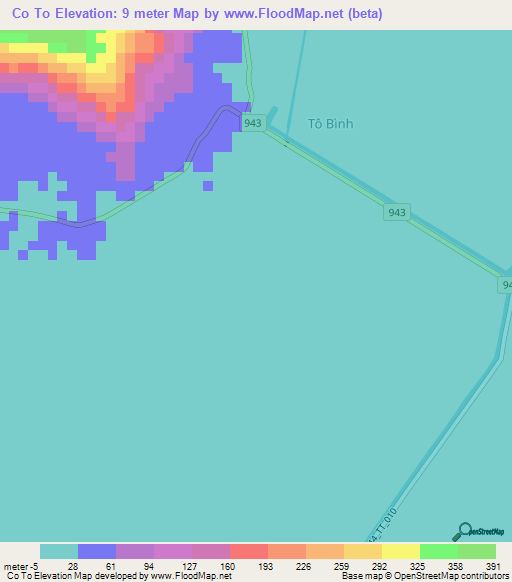 Co To,Vietnam Elevation Map