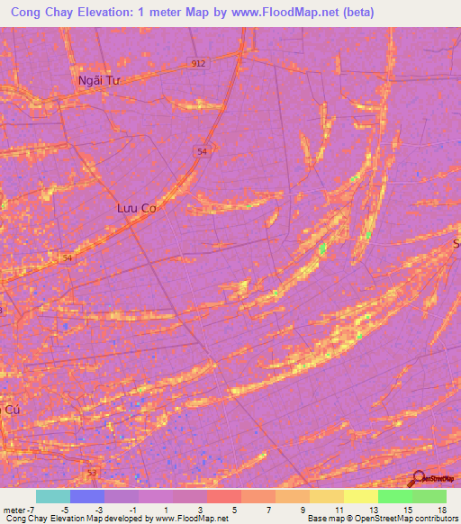 Cong Chay,Vietnam Elevation Map