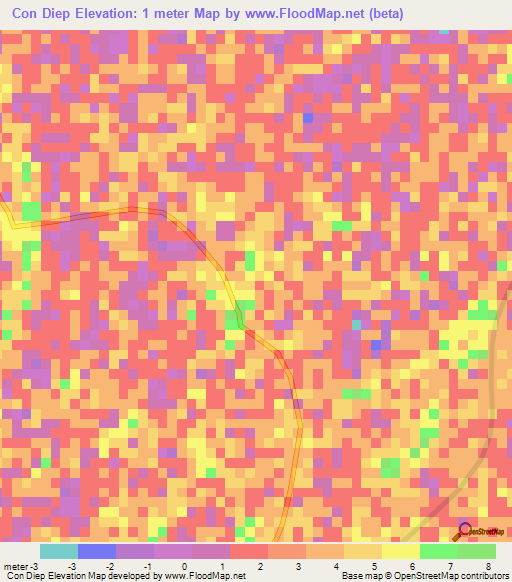 Con Diep,Vietnam Elevation Map