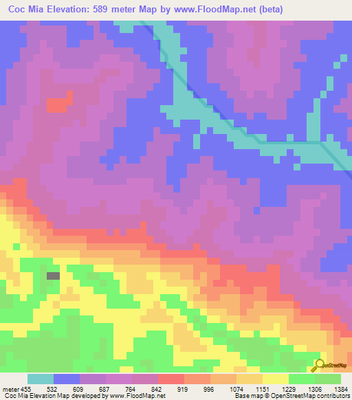 Coc Mia,Vietnam Elevation Map