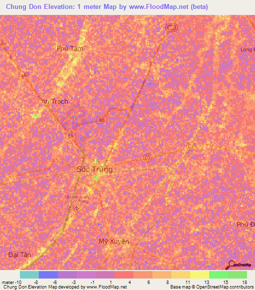 Chung Don,Vietnam Elevation Map