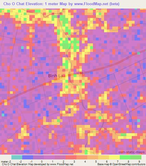 Cho O Chat,Vietnam Elevation Map