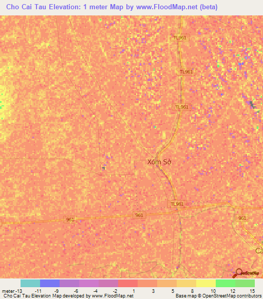 Cho Cai Tau,Vietnam Elevation Map