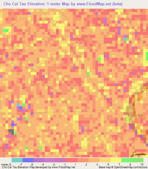 Cho Cai Tau,Vietnam Elevation Map