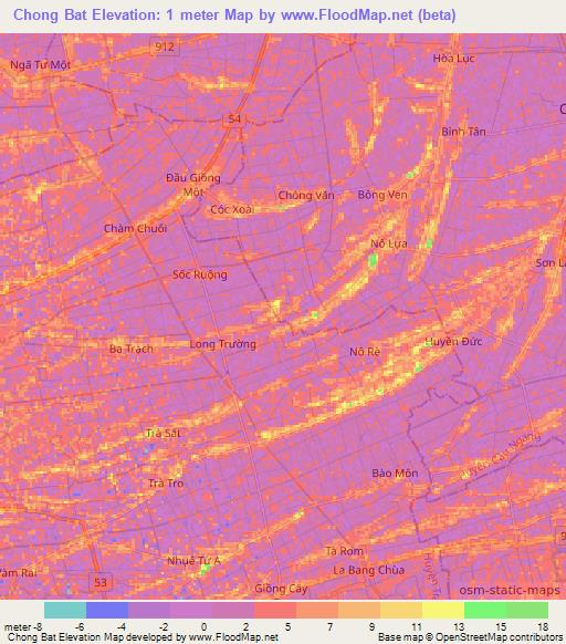 Chong Bat,Vietnam Elevation Map