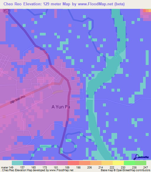 Cheo Reo,Vietnam Elevation Map