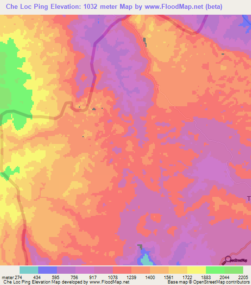 Che Loc Ping,Vietnam Elevation Map