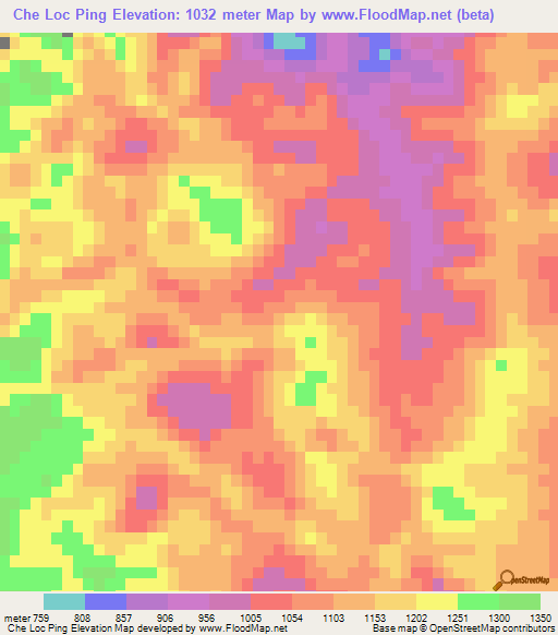 Che Loc Ping,Vietnam Elevation Map