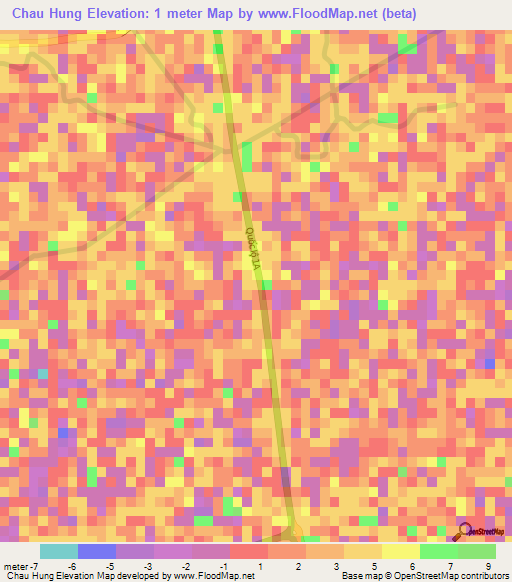 Chau Hung,Vietnam Elevation Map