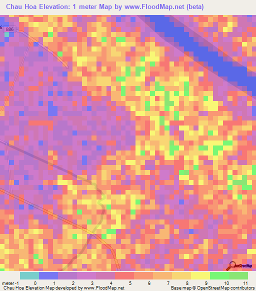 Chau Hoa,Vietnam Elevation Map