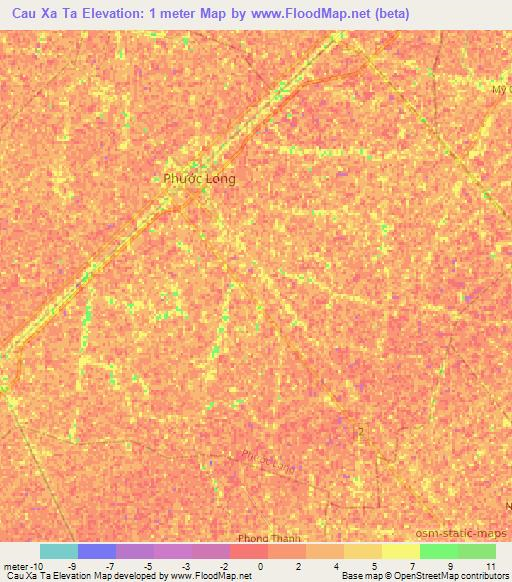 Cau Xa Ta,Vietnam Elevation Map