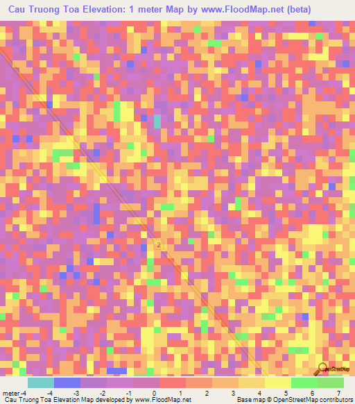 Cau Truong Toa,Vietnam Elevation Map