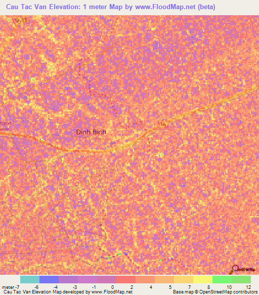 Cau Tac Van,Vietnam Elevation Map