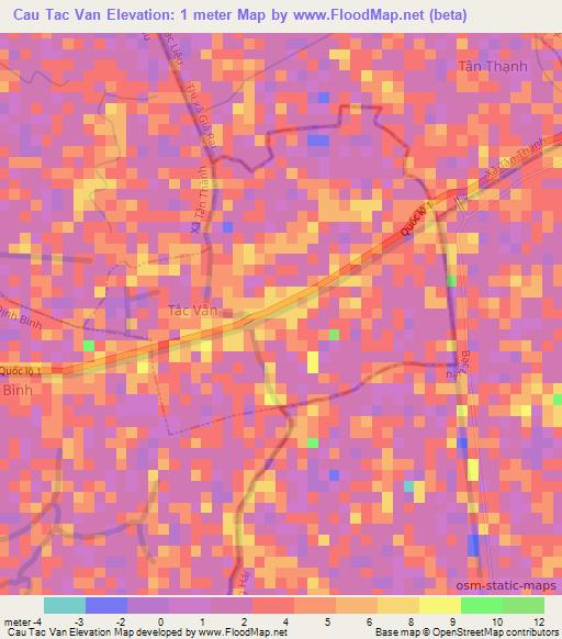 Cau Tac Van,Vietnam Elevation Map