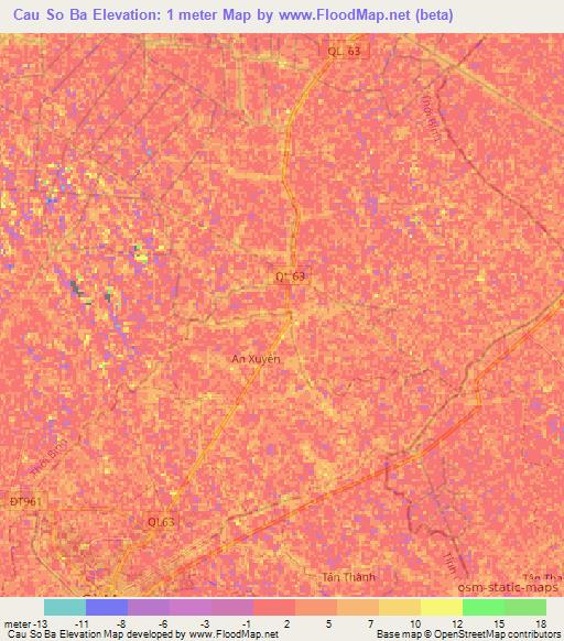 Cau So Ba,Vietnam Elevation Map