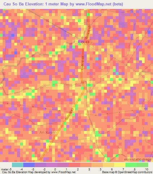 Cau So Ba,Vietnam Elevation Map