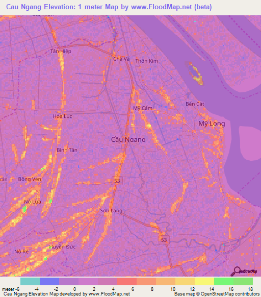 Cau Ngang,Vietnam Elevation Map