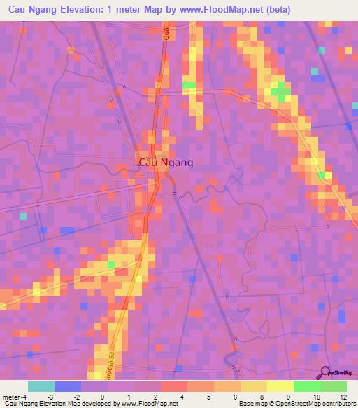 Cau Ngang,Vietnam Elevation Map