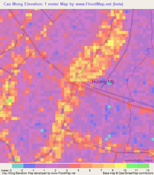 Cau Mong,Vietnam Elevation Map