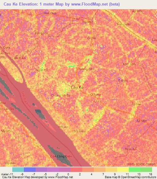 Cau Ke,Vietnam Elevation Map