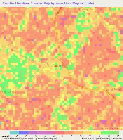 Cau Ke,Vietnam Elevation Map