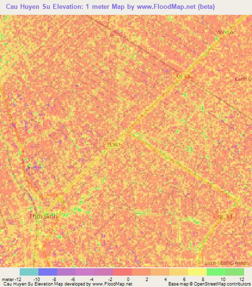 Cau Huyen Su,Vietnam Elevation Map